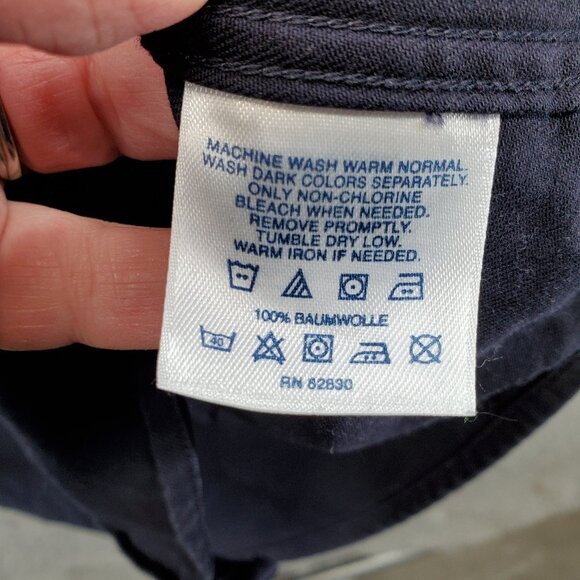 Lands End Mens Long Sleeve Button Up Size XL 17-17 1/2 Blue Denim Shirt Pocket - Picture 5 of 7